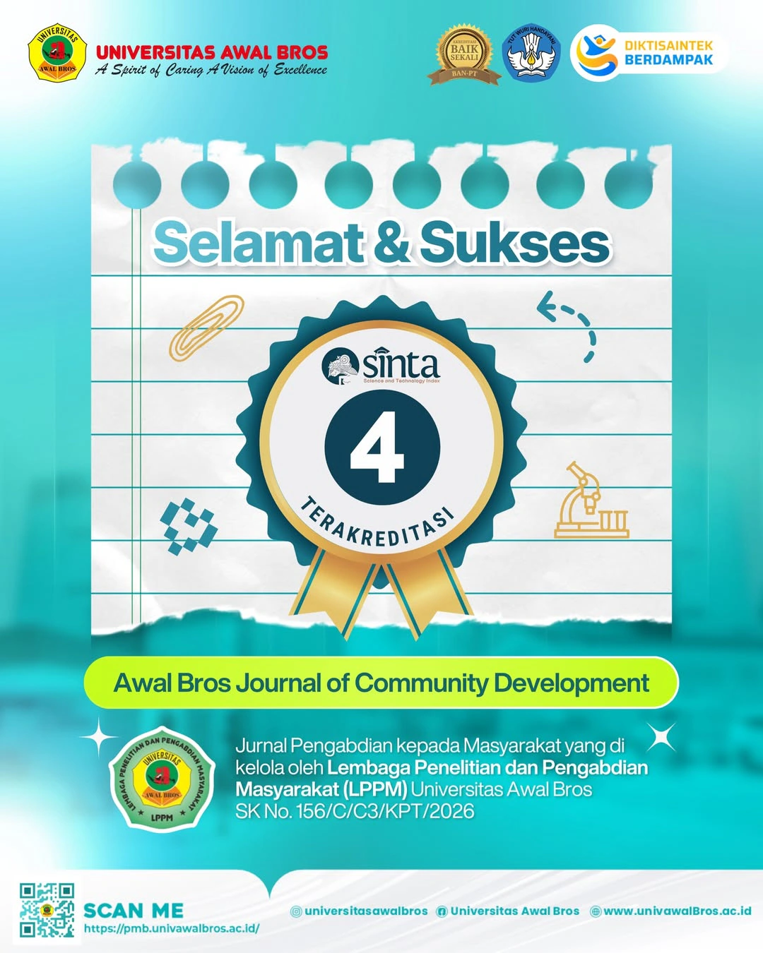 Awal Bros Journal of Community Development Raih Akreditasi SINTA 4: Langkah Nyata Menuju Jurnal Ilmiah Berkualitas Nasional